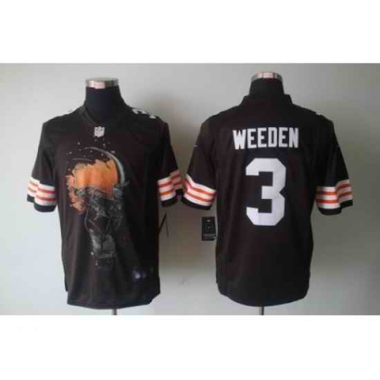 Nike Cleveland Browns 3 Brandon Weeden Brown limited Helmet Tri-Blend NFL Jersey